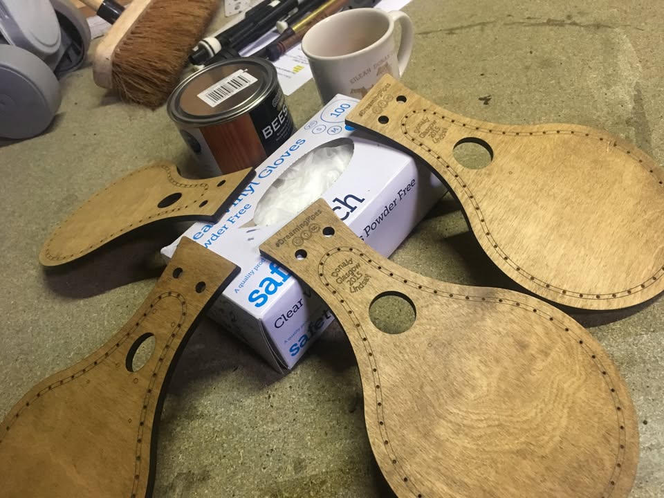 The pair of plywood bellows cheeks.